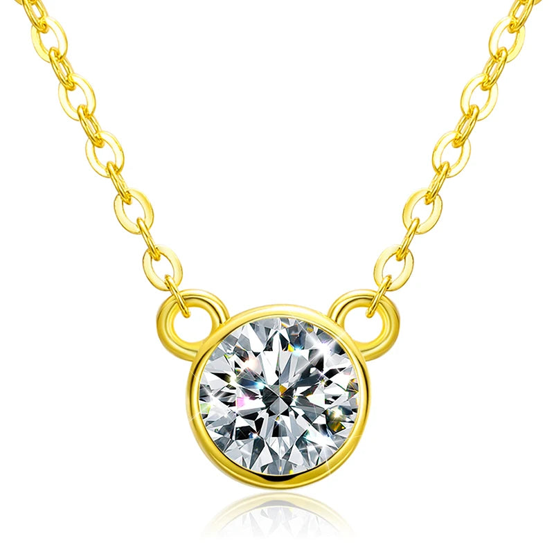 925 Sterling Silver 6.5mm 1ct VVS Moissanite Diamond Solitaire Pendant Necklace for Women