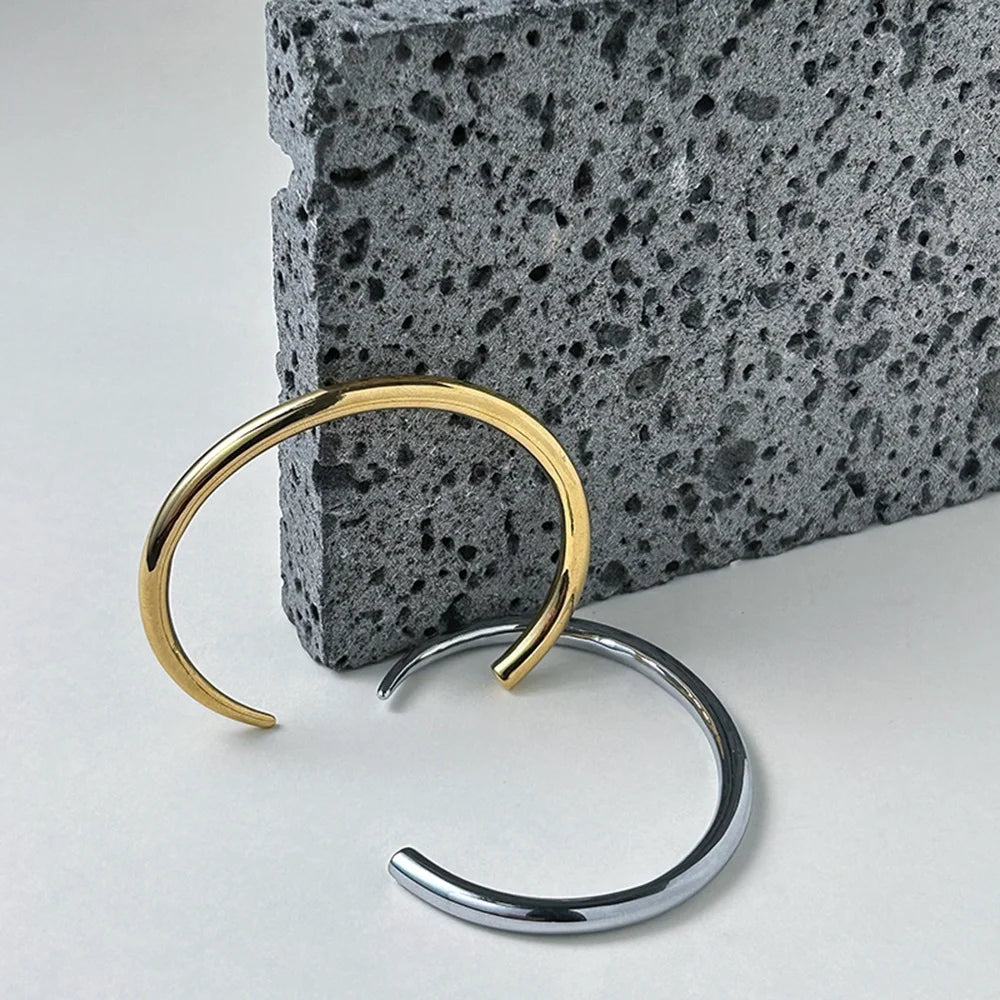 Original Design 18K Gold Plated Stainless Steel Jewelry Irregular Tapered Cylinder Hollow Tube Bangle Punk Bracelet B222328