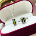 Factory Wholesale Ethiopian 925 Sterling Silver Natural Tourmaline Gemstone Women Jewelry Luxury Set