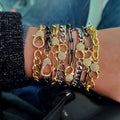 BC1284 18k Gold Plated Brass Cz Pave Lobster Clasp Charm Mens Miami Cuban Link Chain Bracelet Jewelry for Women