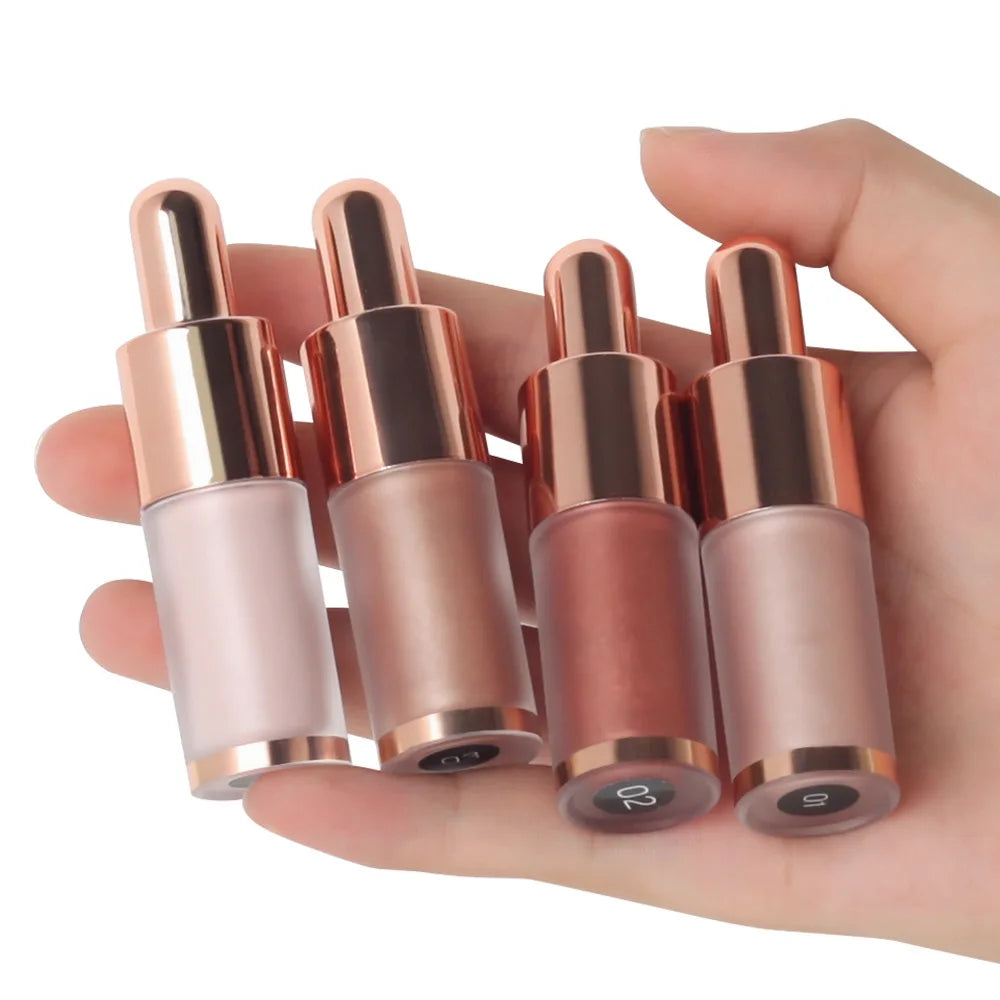 Private Label Non Sticky Silky Smooth Satin Highlighter With Roller Head Multichrome Vegan Glitter Liquid Highlighter