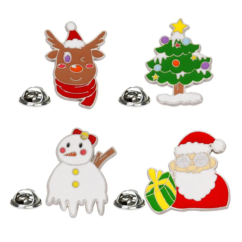 Manufacturer Cartoon Merry Christmas Gold Plate Soft Enamel Brooch Hat Clothes Tie Scarf Button Pin Badge Custom Lapel Pins