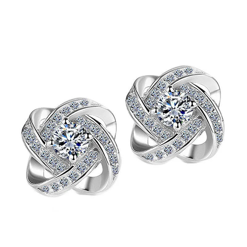 Reeti 925 Sterling Silver Clover Stud Earrings for Women Style Girl Gift Jewelry Korean Earrings