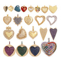 Fashion Love Heart Zircon Focal Charm PendantTwin Two Hole 18K Gold Plated Necklace Bracelet Jewelry Accessories Supply M07