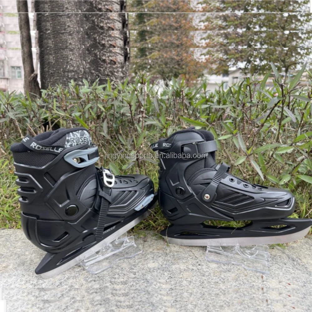 Factory Wholesale Custom 2025 New Model High Quality Professional 2 in 1 Black Golden Inline Skates and Ice Skate