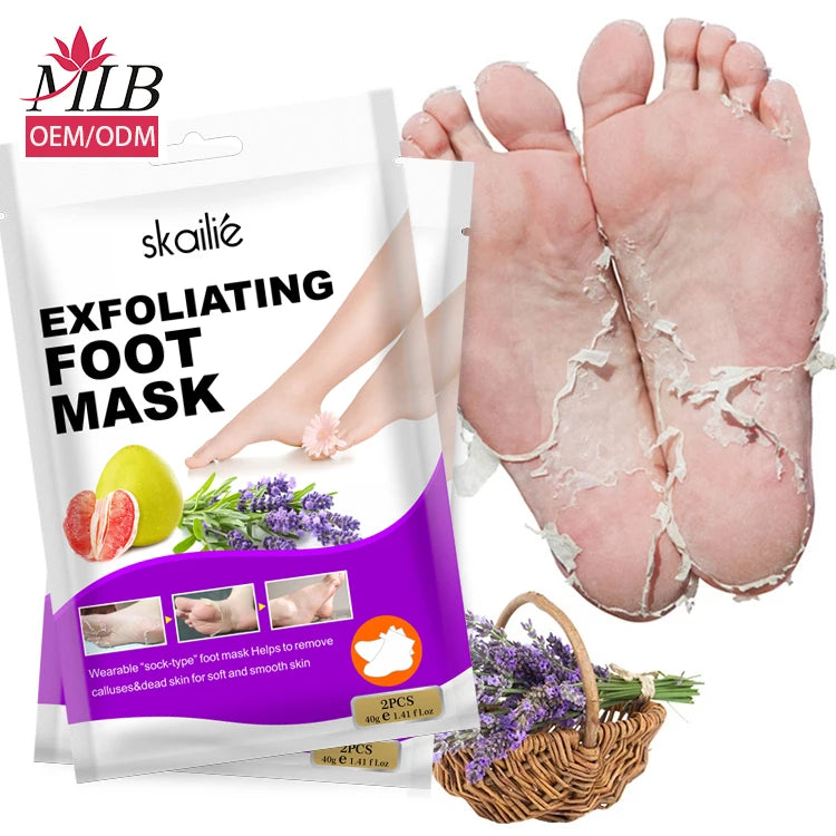 Foot Callus Remover Restore Skin Color No Pain Exfoliation Spa Peel Exfoliating Vegan Lavender Foot Care Peeling Mask for Feet