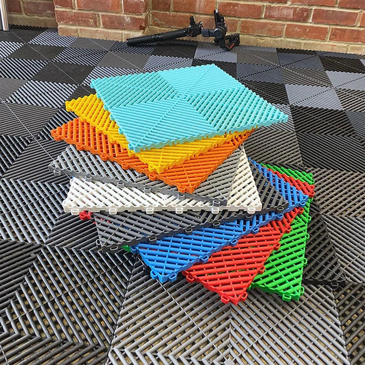 Rigid Modular Colorful Interlocking Garage Floor Tiles Industrial Plastic Garage Flooring Mats for Car Detailing Shop Workshop