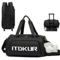 Custom Men's Large Gym Duffel Bag with Shoes Compartment Waterproof Portable Polyester Lining
