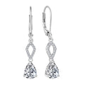 YILUN 925 Sterling Silver Geometric Teardrop Earrings Rhodium Plated Pear Cubic Zirconia Dangle for Women for Parties Gifts