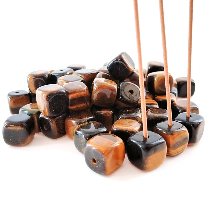 Crystal DIY new tumble tiger eye cube shape crystal Incense Holder home decor