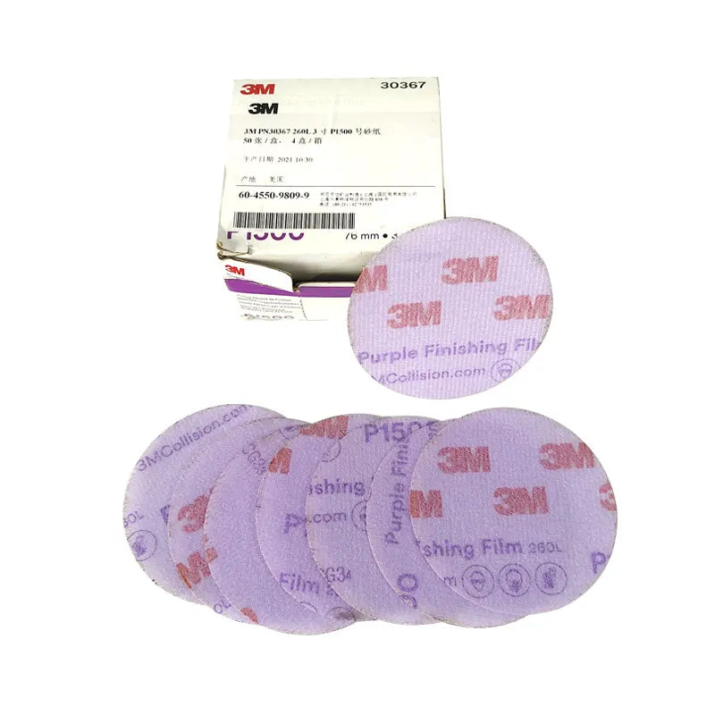 3M 30367 Purple 3 Inch Sandpaper 260L Dry Sandpaper P1500 Film Backing Sandpaper