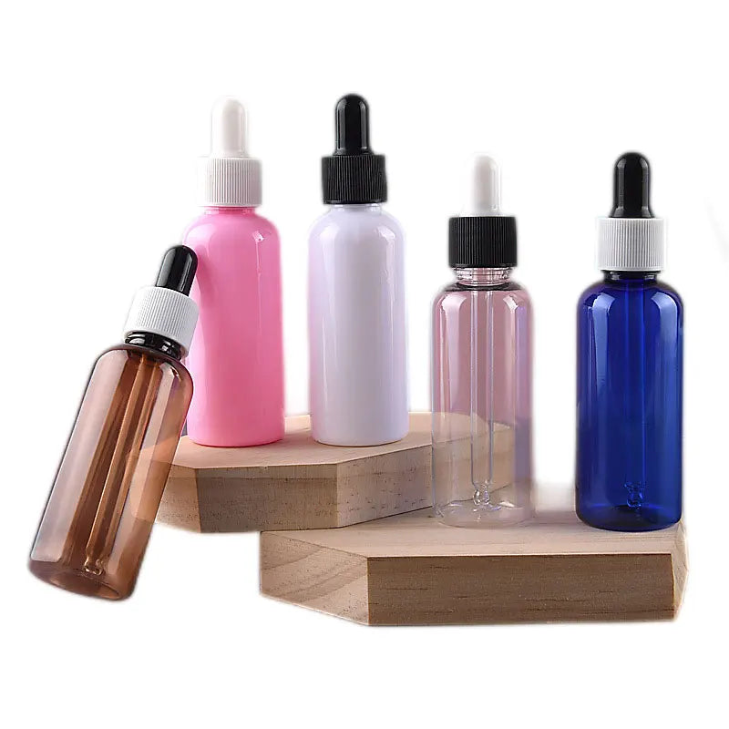 Hot Sale PET Dropper Bottle Essential Oils Plastic Hair Serum 30ml 50ml Round Amber Clear Cosmetic Packaging for Body Skin Care