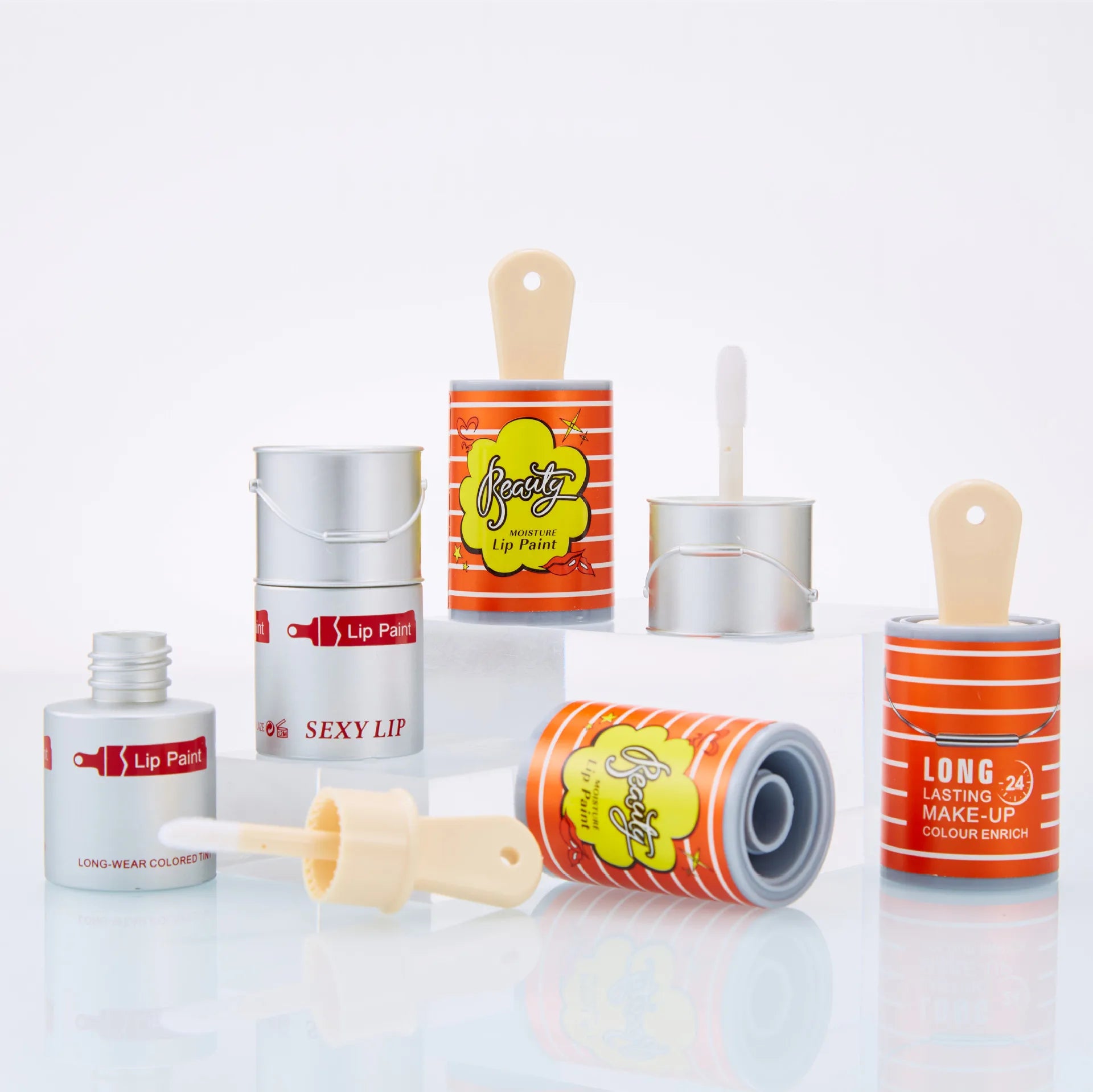 Yueshunxing 8ML Lipgloss Container Cute Paint Bucket Shape Empty Cartoon Lip Gloss Tube Bottle Cosmetic Packaging Wand Lipgloss Tubes