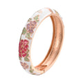 Daili Hot Sale Classic Chinese Charm Bracelets for Women Colorful Peony Flowers White Enamel Cuff Bangles