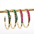 EC1850 2022 Womans Fashion Gold Plated Diamond Crystal CZ Paved Rainbow Hoops Earrings for Women