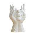 Dropshipping Human Face Art Ceramic Vase Dry Flower Arrangement Vase  Modern Sculpture White Planter Pot for Home Decoration