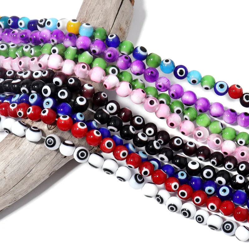 6mm Turco Round Chamilia Glass Loose Charm Turkish Evil Eye Lampwork Beads