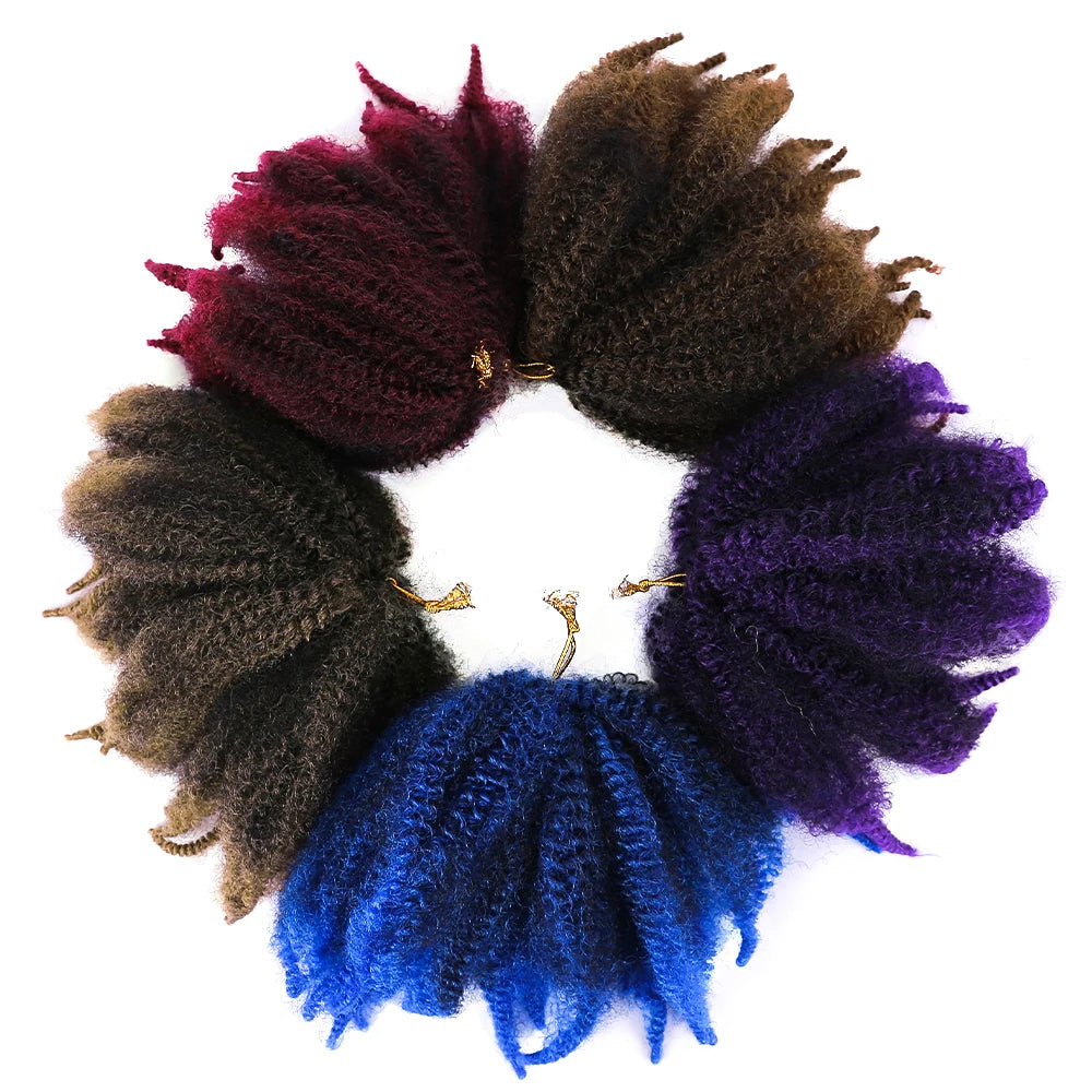 AliLeader Marley Braids 8 Inch Short Afro Kinky Curly Twist Marley Braiding Hair Crochet Braid Synthetic Hair Extensions