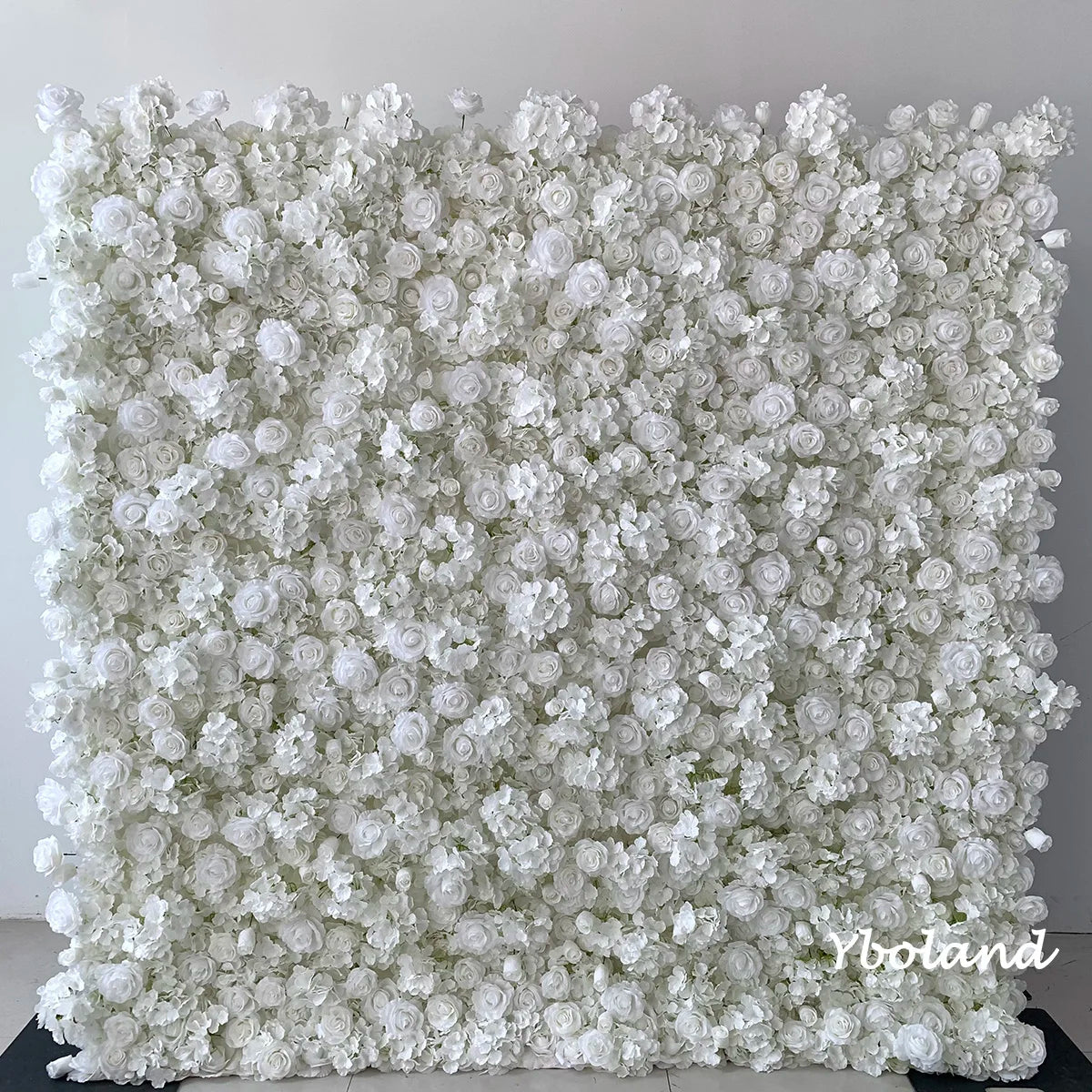 E-43 Cost-effective Low-priced Faux Pure Cream Ivory White Flowers Cheap Roll 3D Cloth  Wedding Backdrop for Wedding Decor