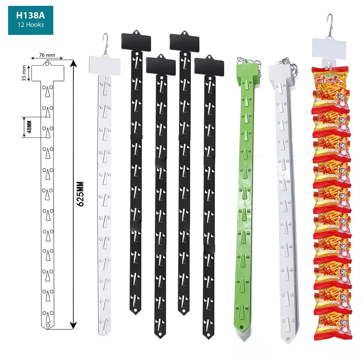 Grocery Accroche PVC Snacks Hanger Barra Colgante Retail Display Hanging Plastic Packing Strip Clip