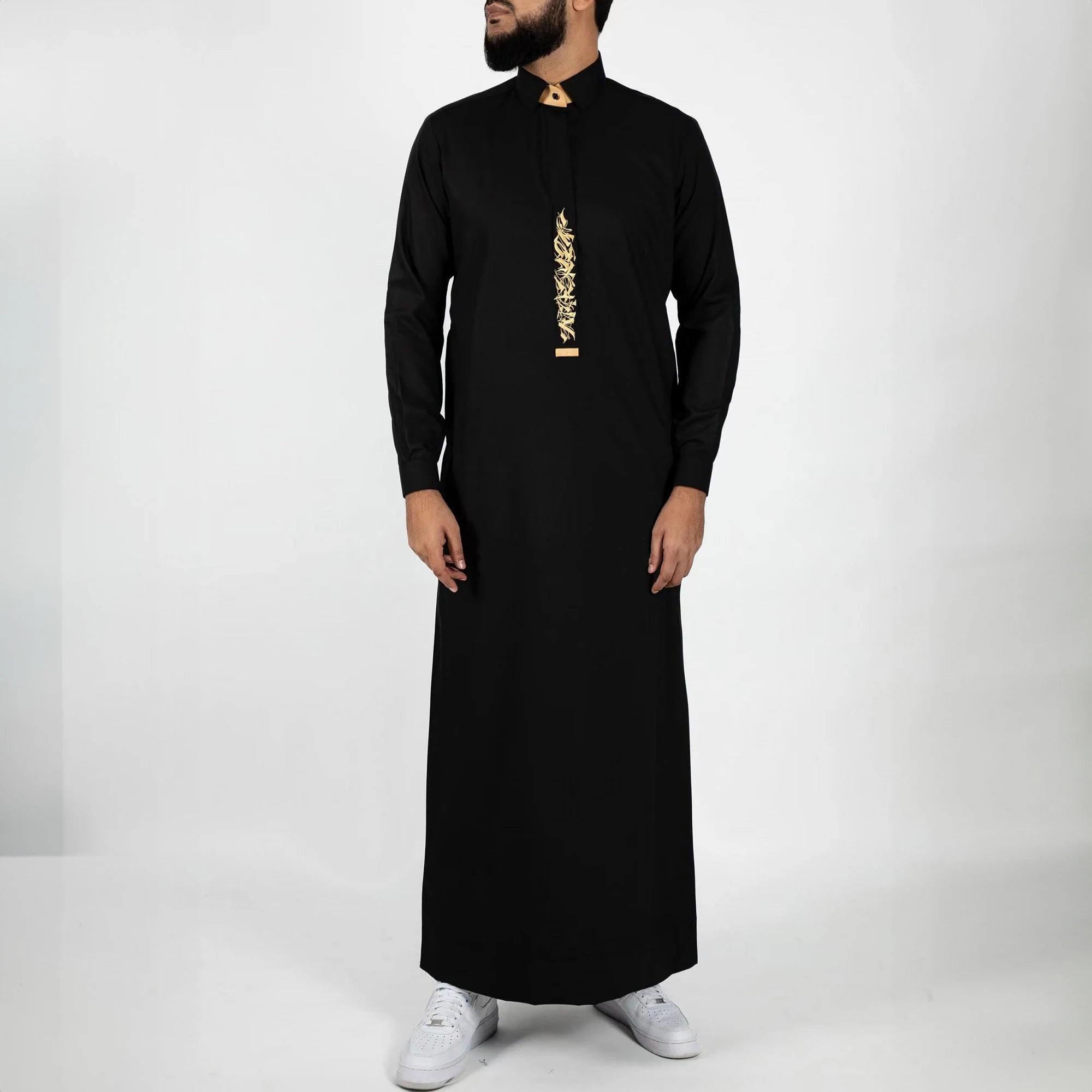 Middle East Arabic Men's Thobe Jubba Thawb for Men Plus Size Robe Muslim Casual Embroidered Luxurious Thobes Islam Clothing