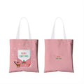 Customized Ladies Christmas Canvas Tote Bag Eco-friendly Cute Letter Pattern Custom Logo Option Custom Size White/Custom Color