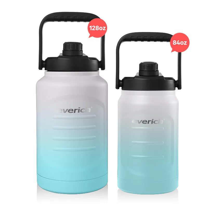 Everich Leakproof BPA FREE Gallon Jug Outdoor Double Wall Stainless Steel Travel Sports Insulated Water Bottle Beer Growler