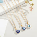 Gold Plated Stabilized Alloy Pendant Necklace Blue and White Turkish Evil Eye Necklaces
