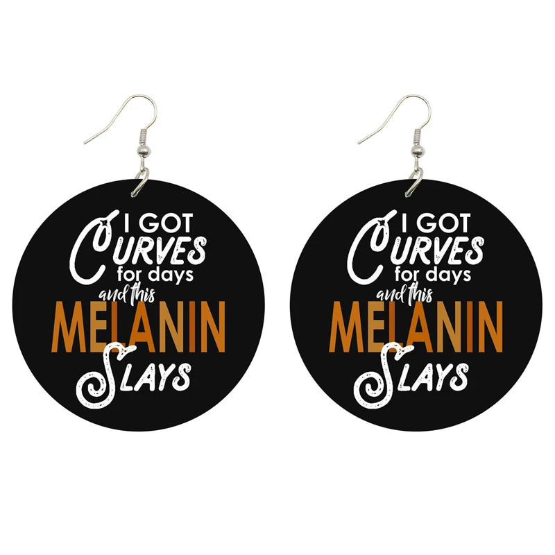 6000 Designs Stock Afro Black Art African Black Girl Magic Natural Hair Melanin Poppin Double Sided Wood Earrings for Women