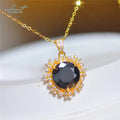 Silver 925 Yellow Gold Plated Original 5 Carat Brilliant Cut Diamond Test Past Black Moissanite Pendant Necklace Fine Jewelry