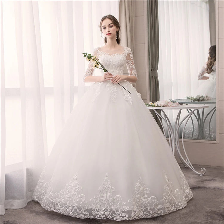Factory Direct Sales Elegant Wedding Dress 2023 New Wedding Bride White Lace Wedding Dress Close Waist