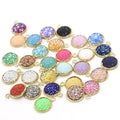 In Stock Style 18k Gold Plated Stainless Steel Pendant No Fade Colorful Resin Round Dangle for DIY Necklace Jewelry Accessories