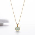 Vintage Design Oval Jade Jewelry Women 925 Sterling Silver Gemstone Pendant Necklace