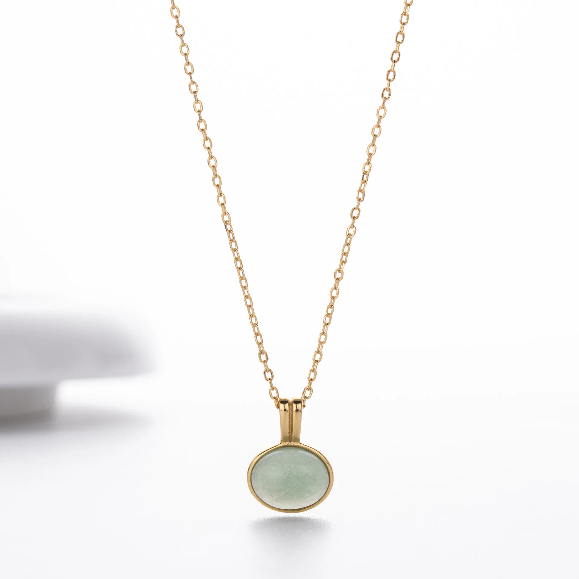 Vintage Design Oval Jade Jewelry Women 925 Sterling Silver Gemstone Pendant Necklace