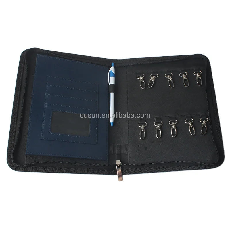 2024 Fashion Promotional Durable Pu Leather Key Chain Ring Holder Business Credit Card Holder Bag Pouch Organizer Wallet