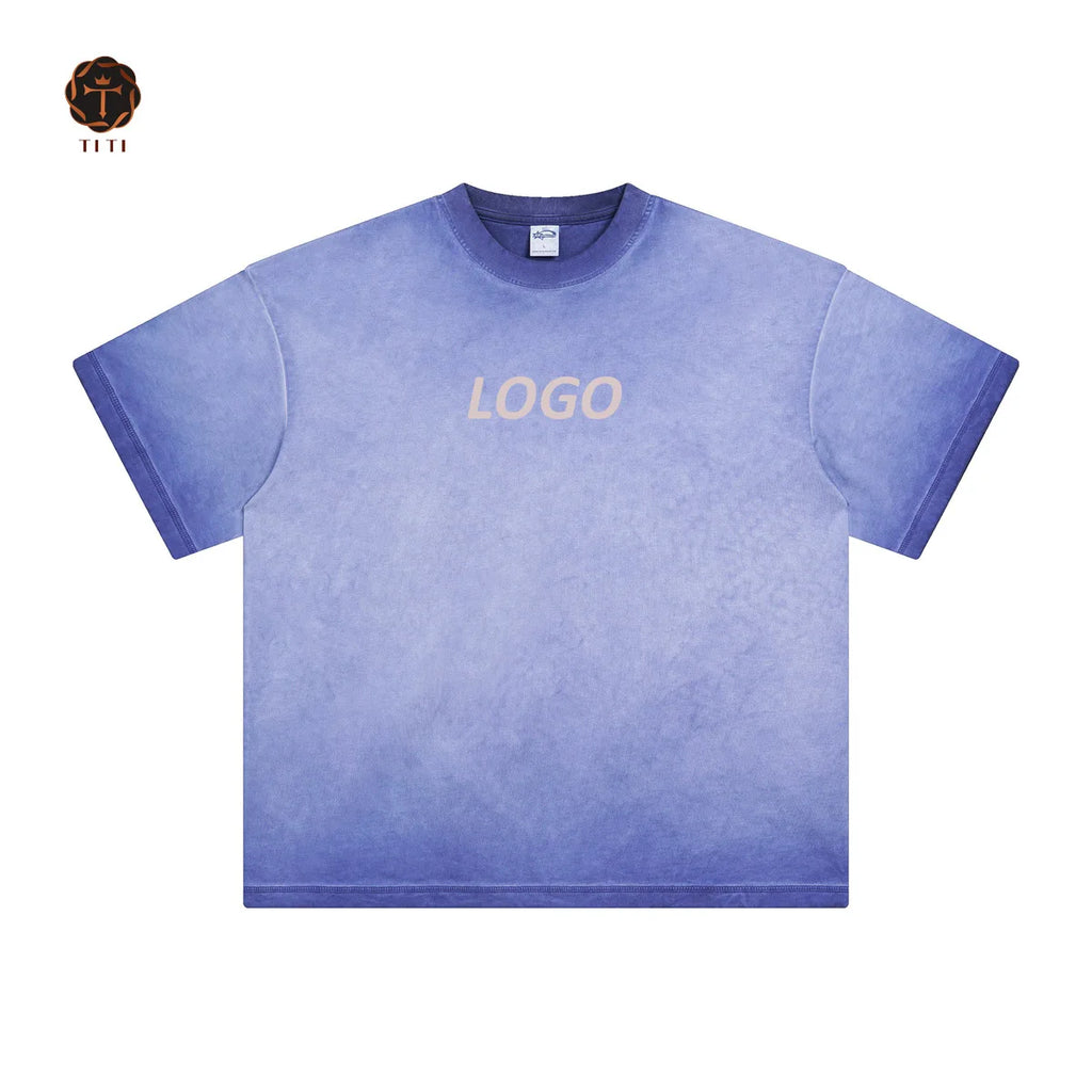 250 Gsm Mid Heavy Weight Vintage t Shirt Washed T-shirts Oversized Acid Washed Digital Printing t Shirt