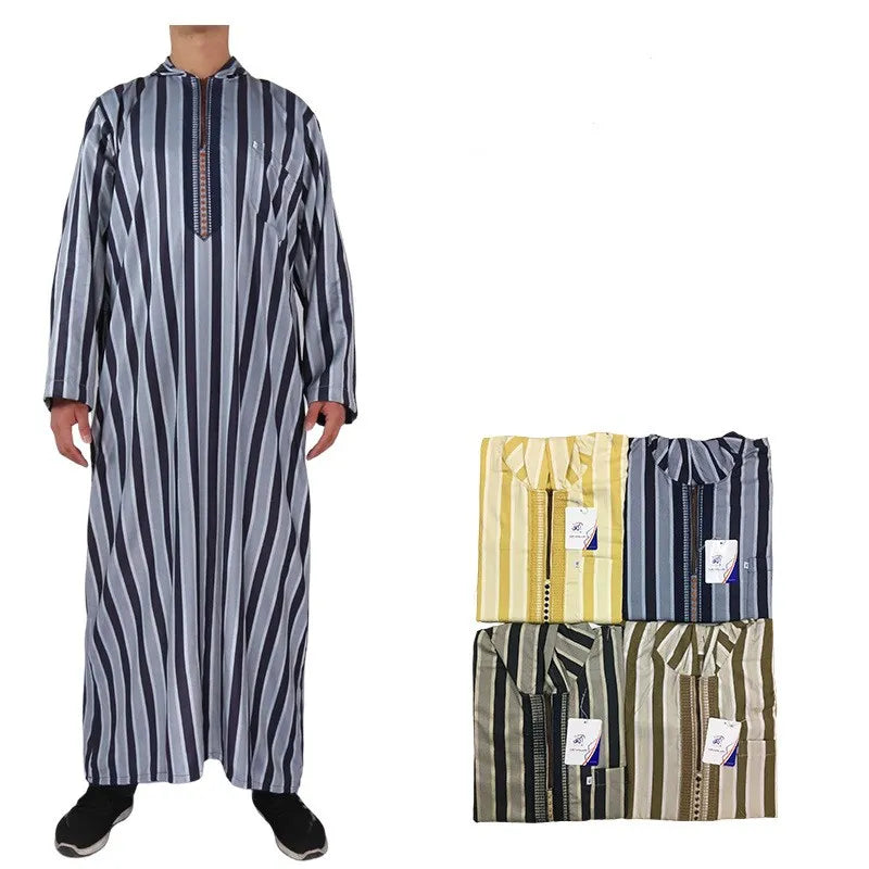 New Design Saudi Arab Shafiq Emirates Textile Islamic Satin Jubah Long Sleeve Kurta Thobe Jubba With Hoods for Men