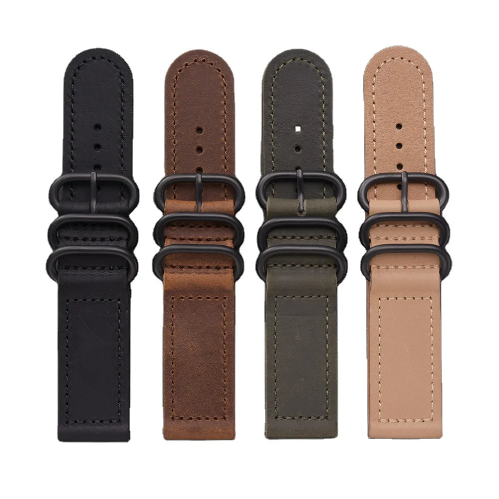 LAIHE Men's Handmade Genuine Leather Straps Hot Selling New Vintage Luxury Design 20mm 22mm 24mm Smartwatches Soft Breathable