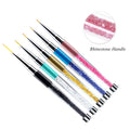 Rhinestone Handle Nail Dotting Painting Drawing Pen Gel Polish Art Liner Design Brushes Set