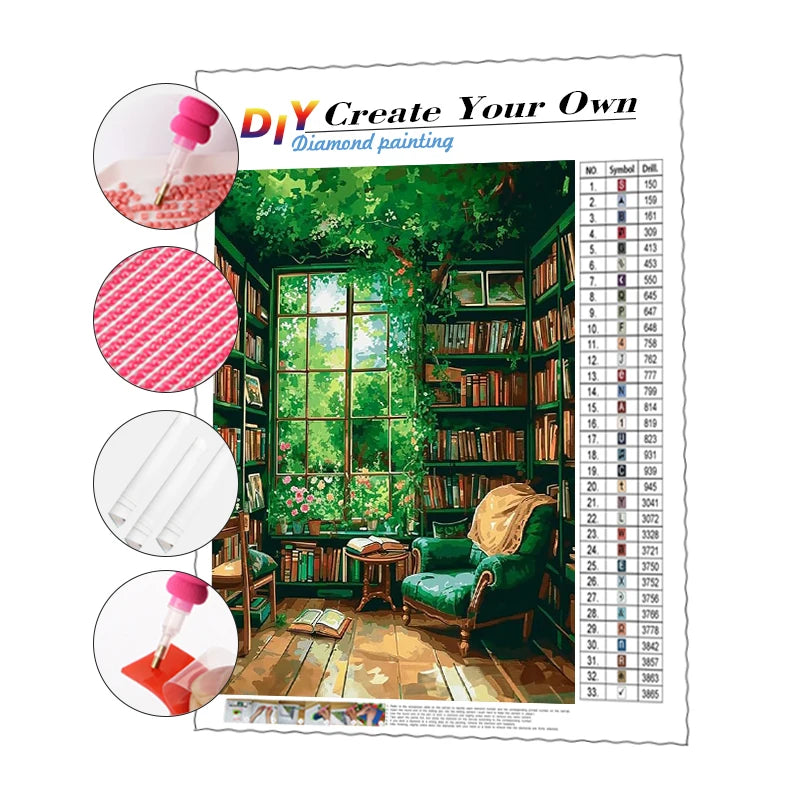 Hot 5D Diamond Painting Kit Green House Velvet Resin Diamond Embroidery Artwork Diamond Painting Kit