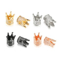 Copper Gold Plated Trendy Spacer Beads Micro Pave CZ Zircon Crown Charms Beaded Unisex Bracelet Accessories Making Wholesale