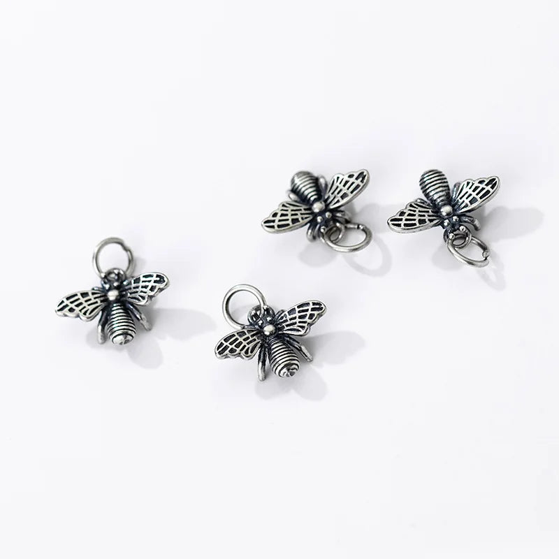 S925 Animal Charms for DIY Jewelry Sterling Silver Honey Bee Necklace Pendants