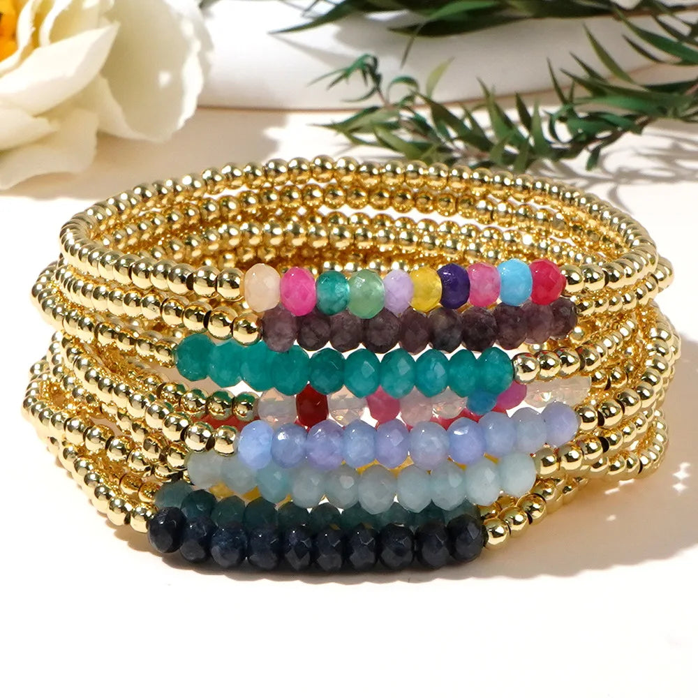 Go2boho 2025 Summer New Design Fashion Jewelry Mixed Color Abacus Beads 18K Gold Filled Plated Bead Bracelet for Women Bangles