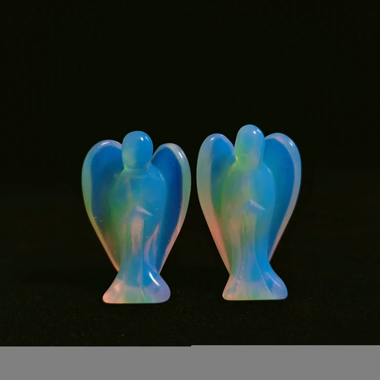 HY Home Use Natural Opalite Angel Decor Ornaments Craft and Art Lovely Angel Statue Living Room Decor Table Decoration