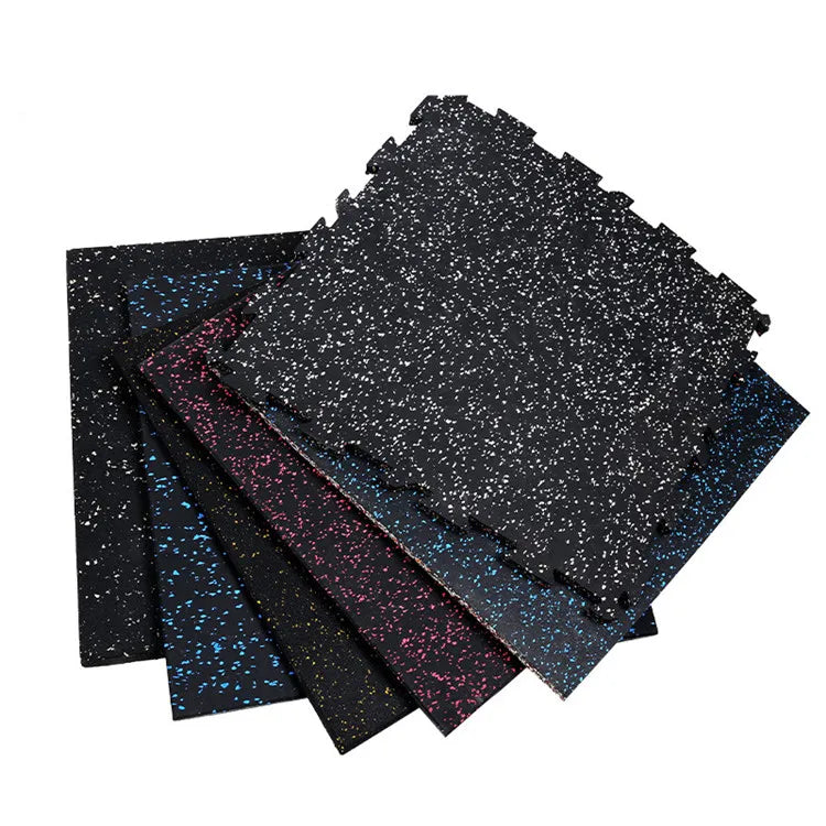 Anti-slip Black Rubber + Colorful EPDM Interlocking 15/20mm Rubber Floor Tile for Gym