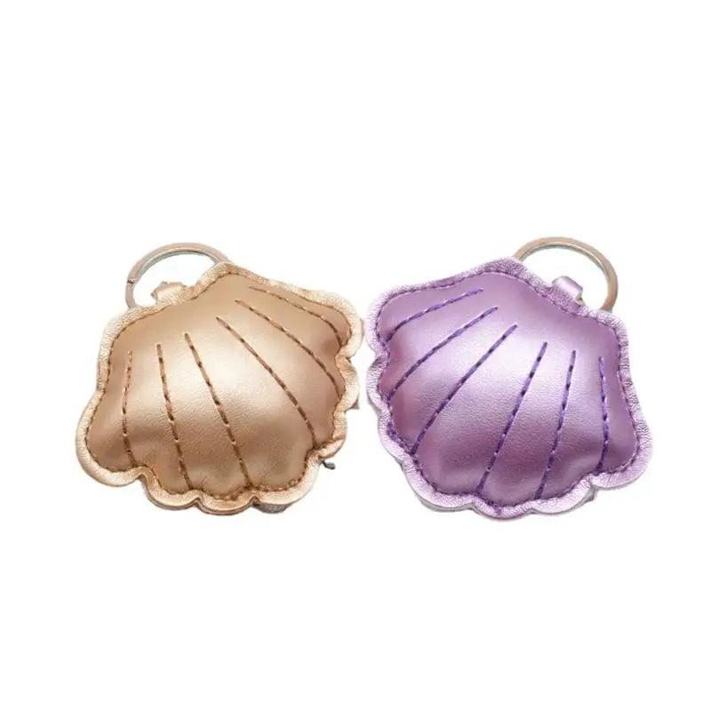 Custom Cute Summer Pu Leather Cotton Filled Sea Shells  Key Chain Pendant Luggage Discover Weekly Spotify