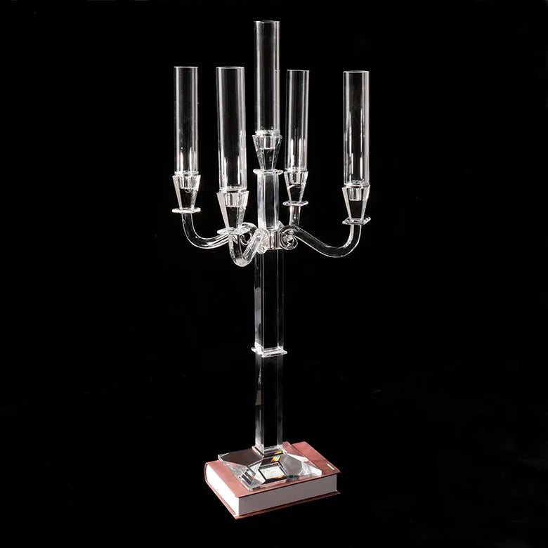 5 Arms Wedding Glass Tube Centerpieces Glass Tube Candelabra