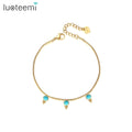 SP-LAM Girl Summer Simple Natural Stone Cute Wish Turquoise Wholesale Snake Chain Beaded Bracelet