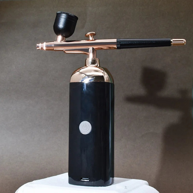 Cordless Portable Rechargeable Dual Action Gravity Feed Copper & ABS Airbrush Compressor for Makeup and Cake Decorating