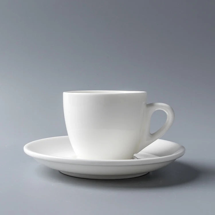 Chaoda 80/200ml Wholesale White Porcelain Espresso Cup with Saucer Ceramic Espresso Coffee Cup Set for Cafe Coffee Shops